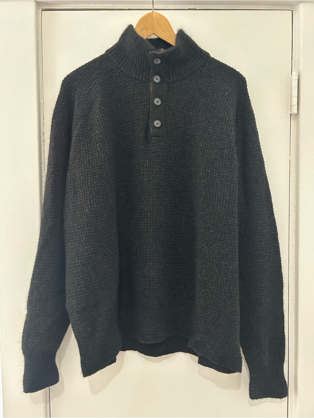 Bloomingdale's Men's Charcoal Button-Front Turtleneck Sweater